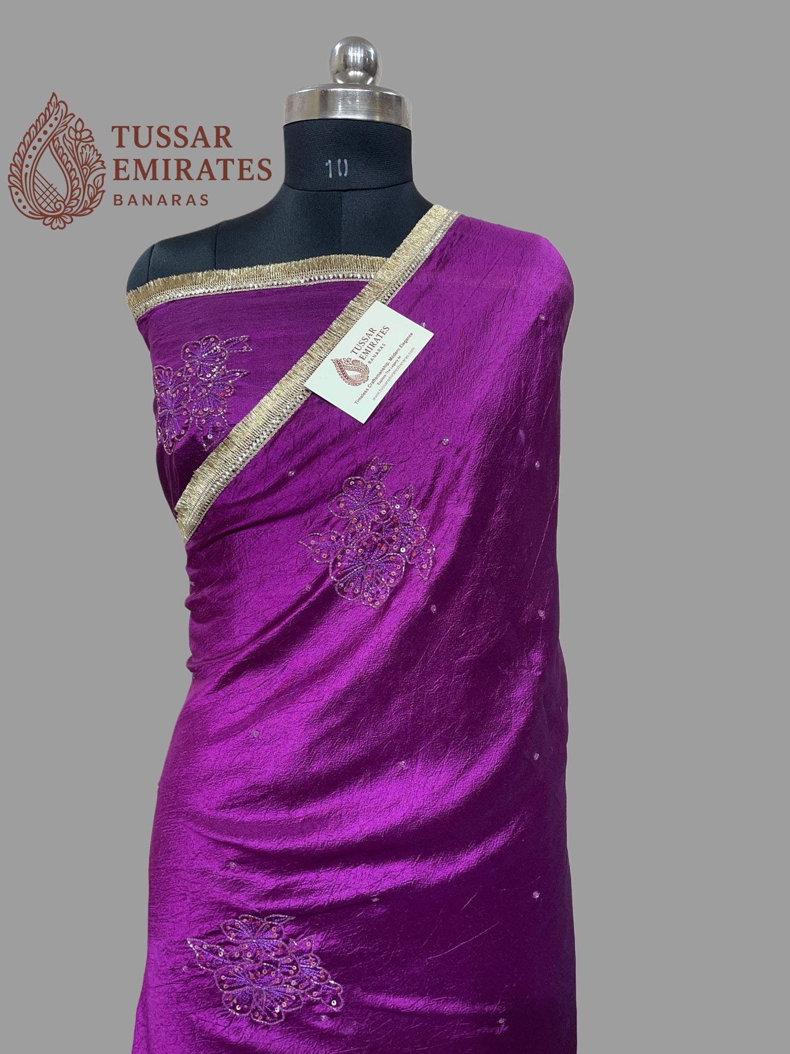 Pure Crepe Silk Handloom Banarasi Saree - handwork motifs