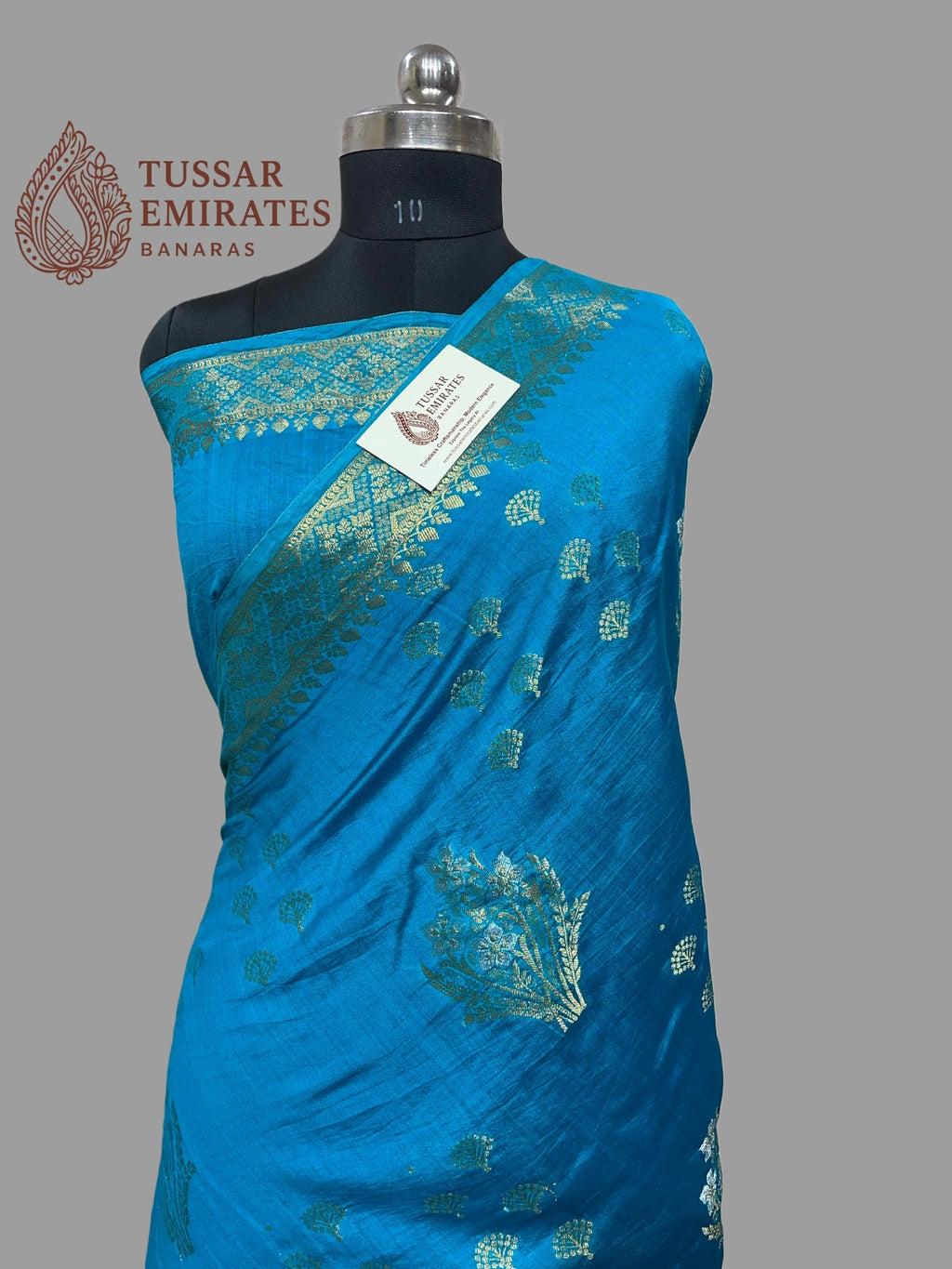 Aqua Blue Pure Chiniya Silk Banarasi Saree - Tussar Emirates
