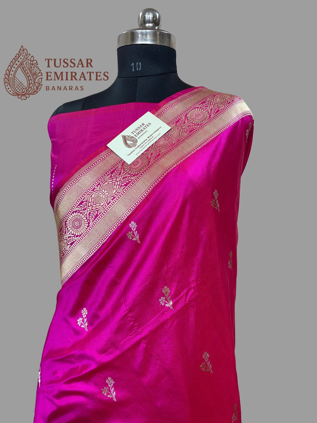 Hot Pink Pure Katan Silk Handloom Kadua Motif Banarasi Saree - With Meenakari - Tussar Emirates