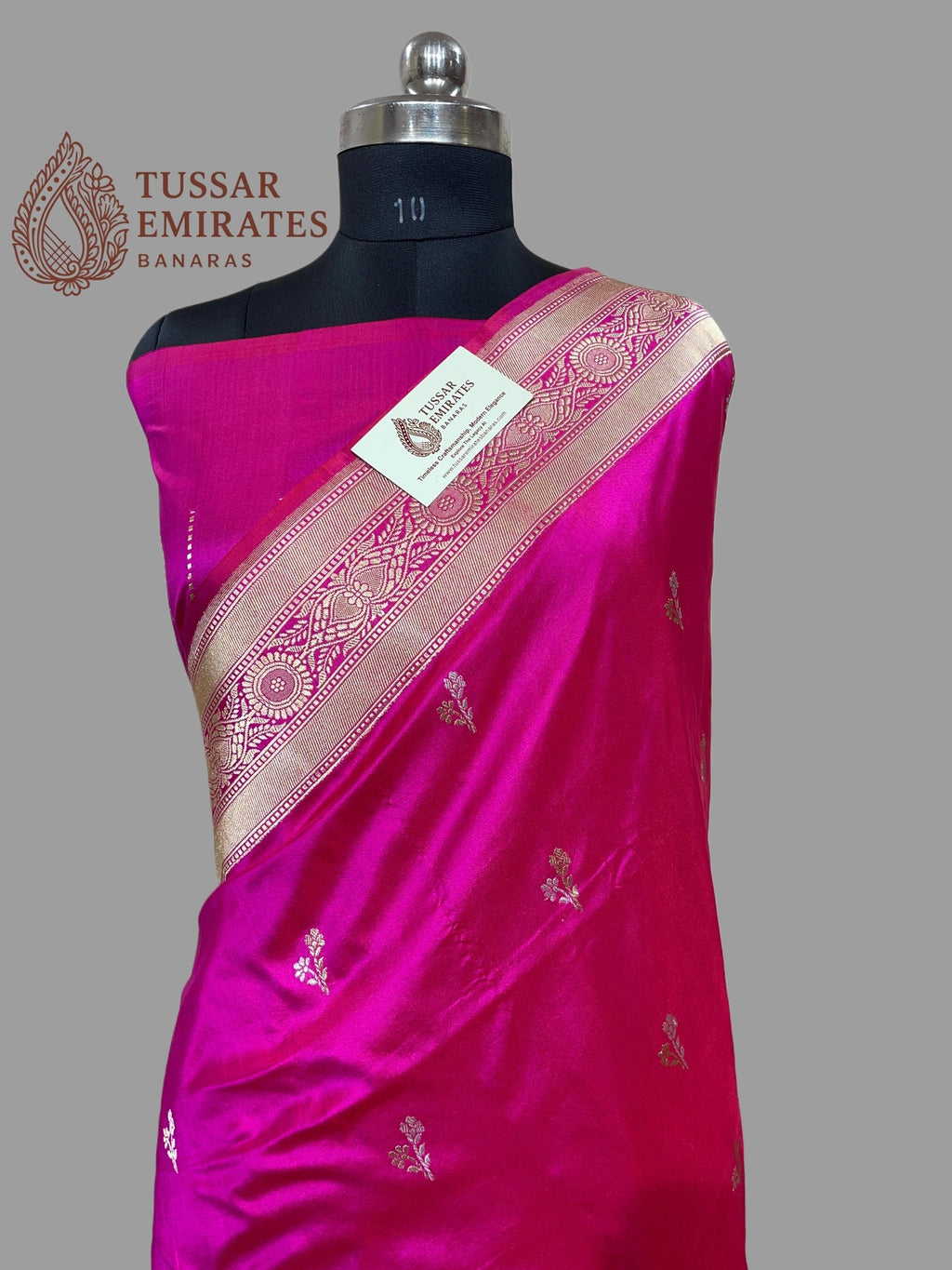 Hot Pink Pure Katan Silk Handloom Kadua Motif Banarasi Saree - With Meenakari - Tussar Emirates
