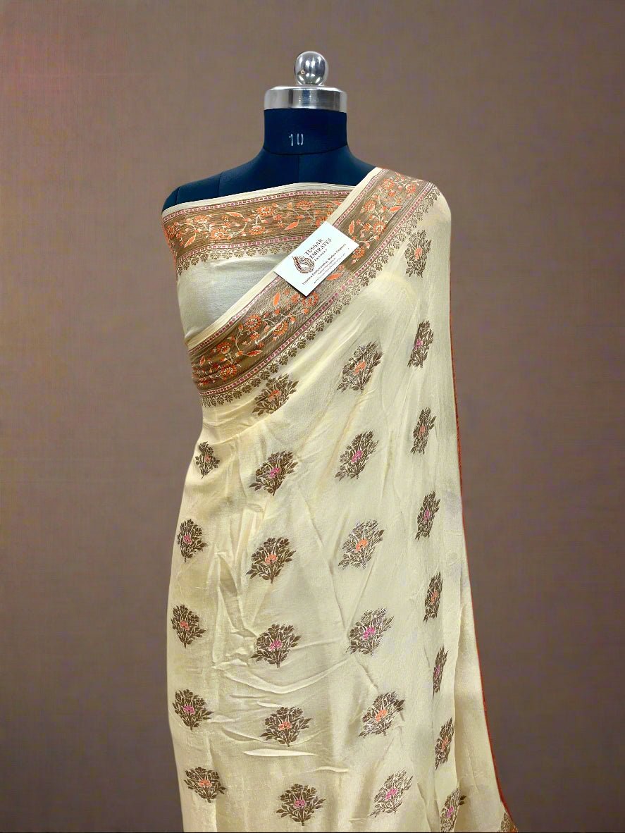 Khaddi Chiffon Banarasi Saree with Zari Work - Tussar Emirates
