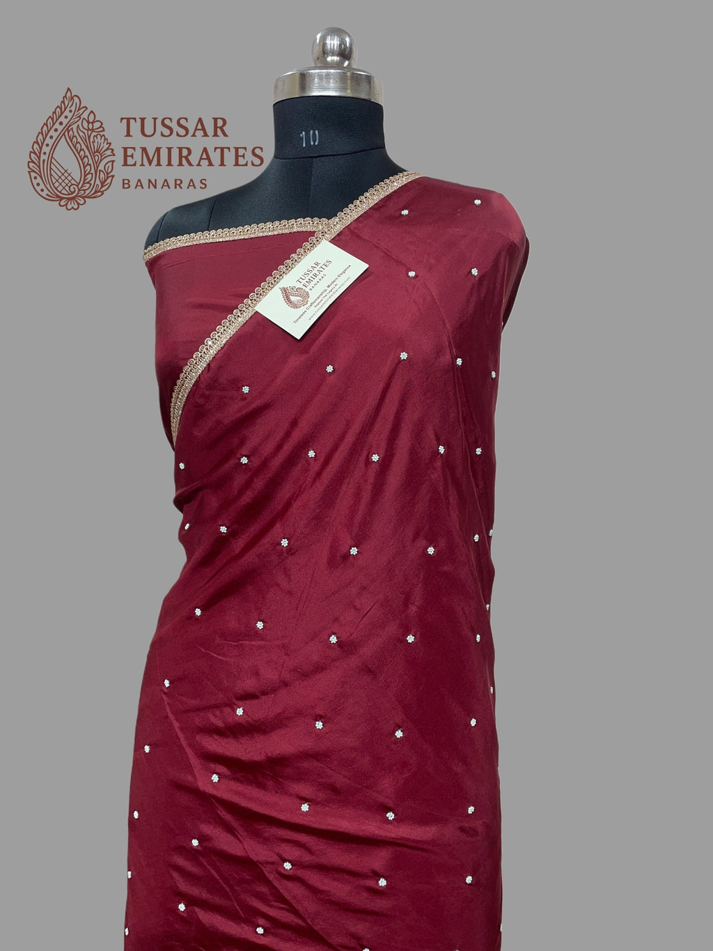 Pure Crepe Silk Handloom Banarasi Saree - handwork motifs - Tussar Emirates