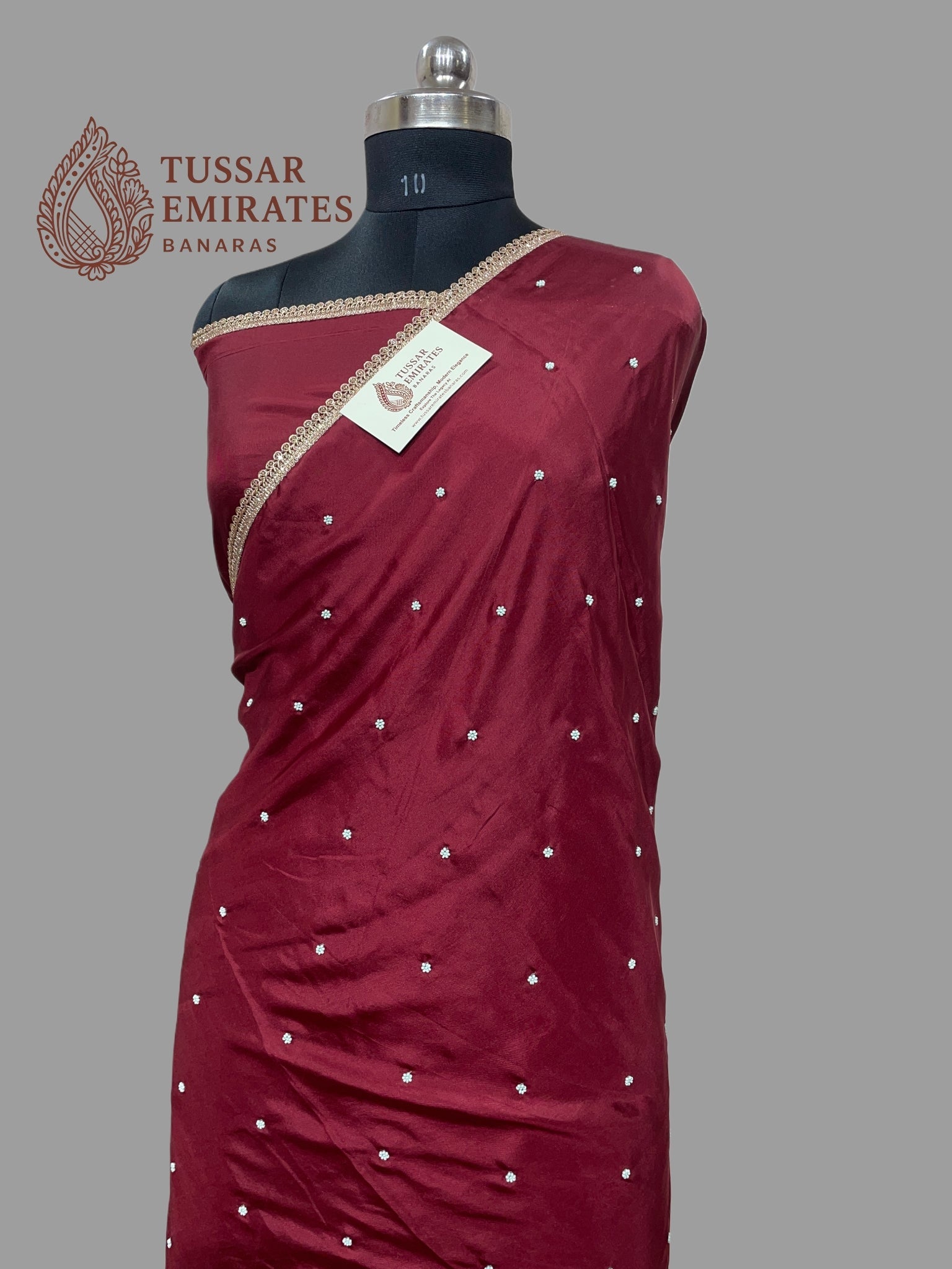 Pure Crepe Silk Handloom Banarasi Saree - handwork motifs - Tussar Emirates