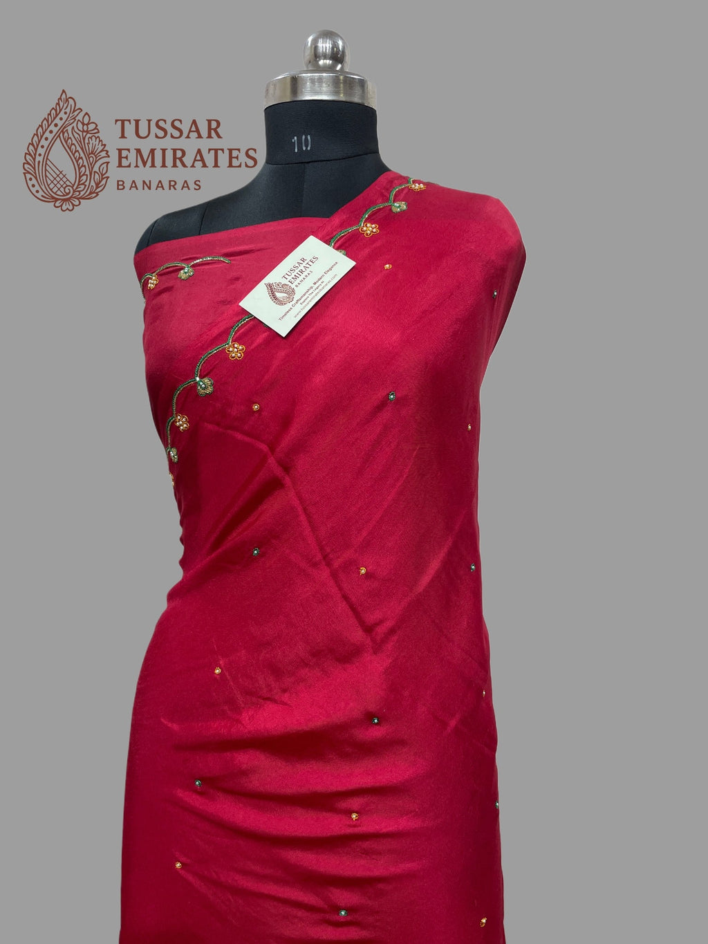 Pure Crepe Silk Handloom Banarasi Saree - handwork motifs - Tussar Emirates