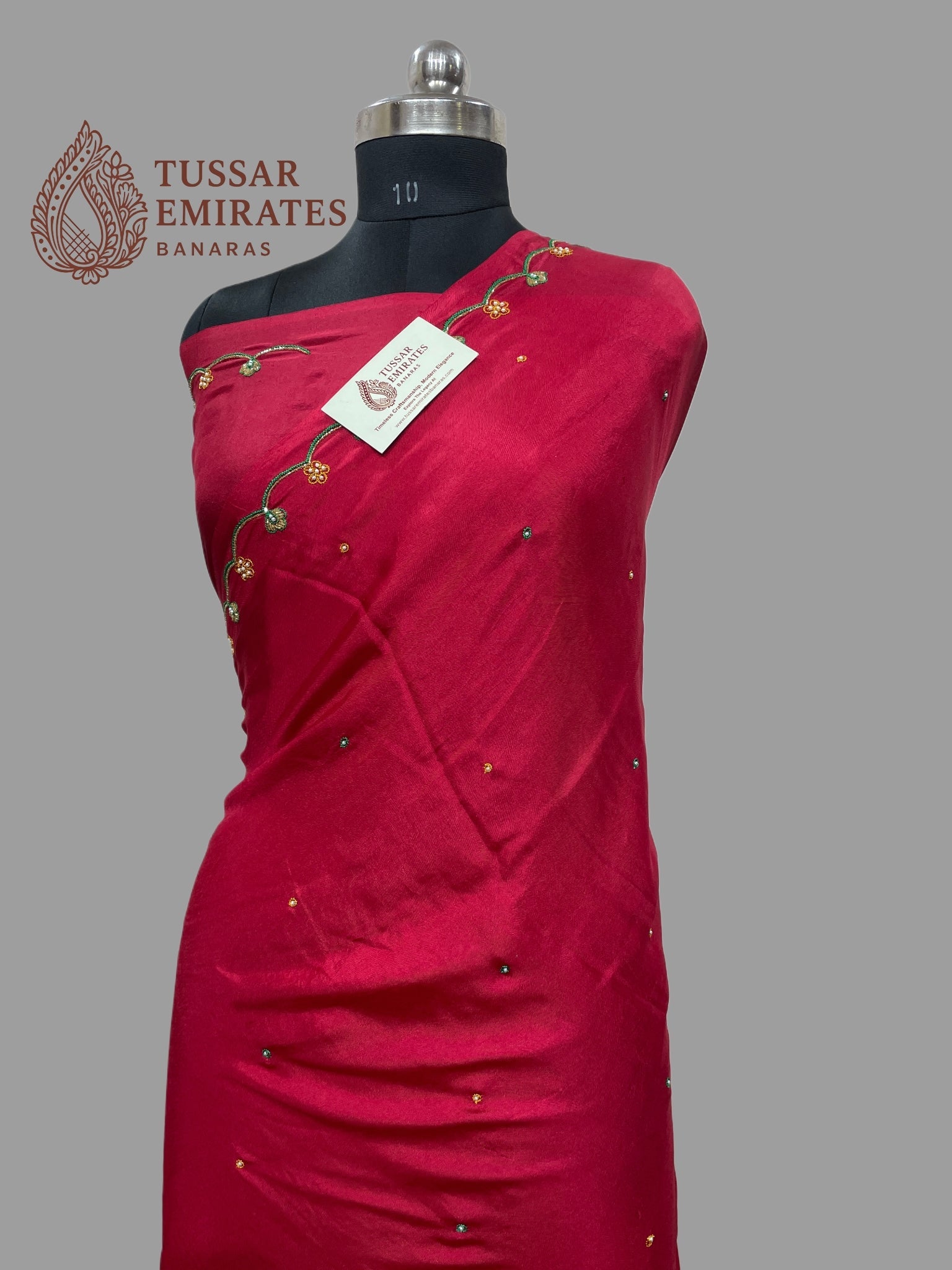 Pure Crepe Silk Handloom Banarasi Saree - handwork motifs - Tussar Emirates