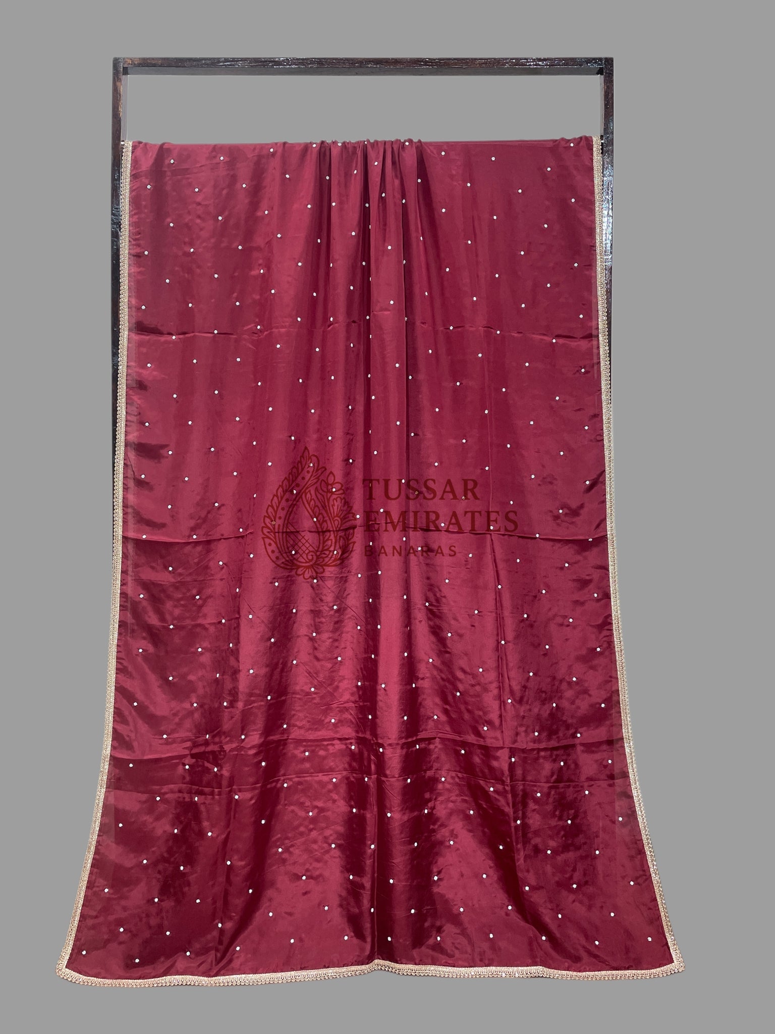 Pure Crepe Silk Handloom Banarasi Saree - handwork motifs - Tussar Emirates