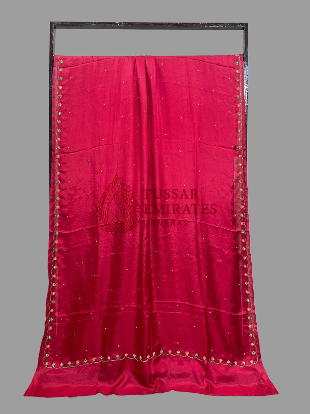 Pure Crepe Silk Handloom Banarasi Saree - handwork motifs - Tussar Emirates