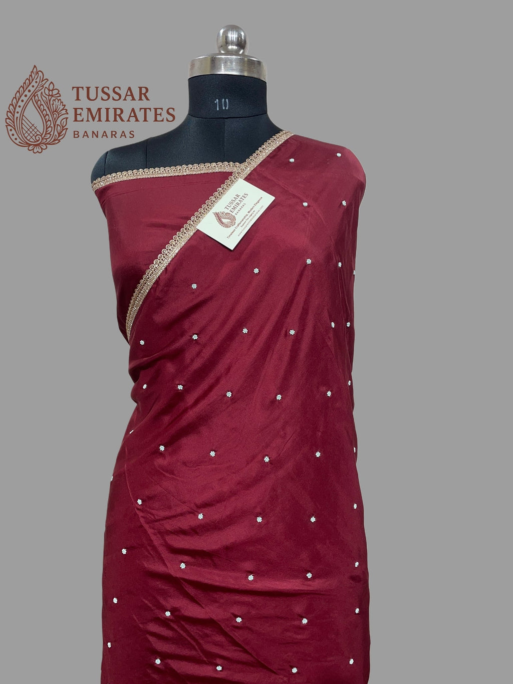 Pure Crepe Silk Handloom Banarasi Saree - handwork motifs - Tussar Emirates