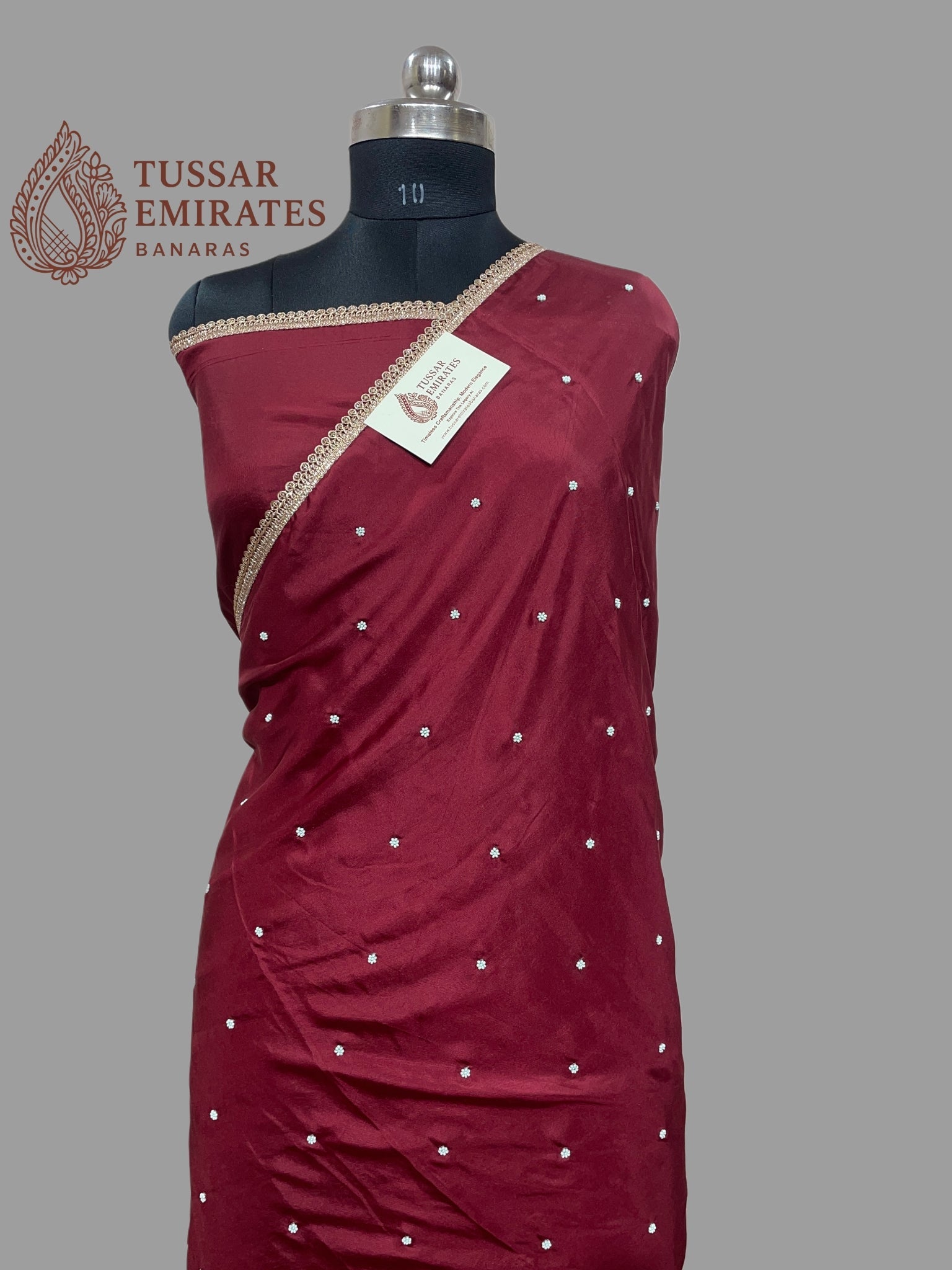 Pure Crepe Silk Handloom Banarasi Saree - handwork motifs - Tussar Emirates