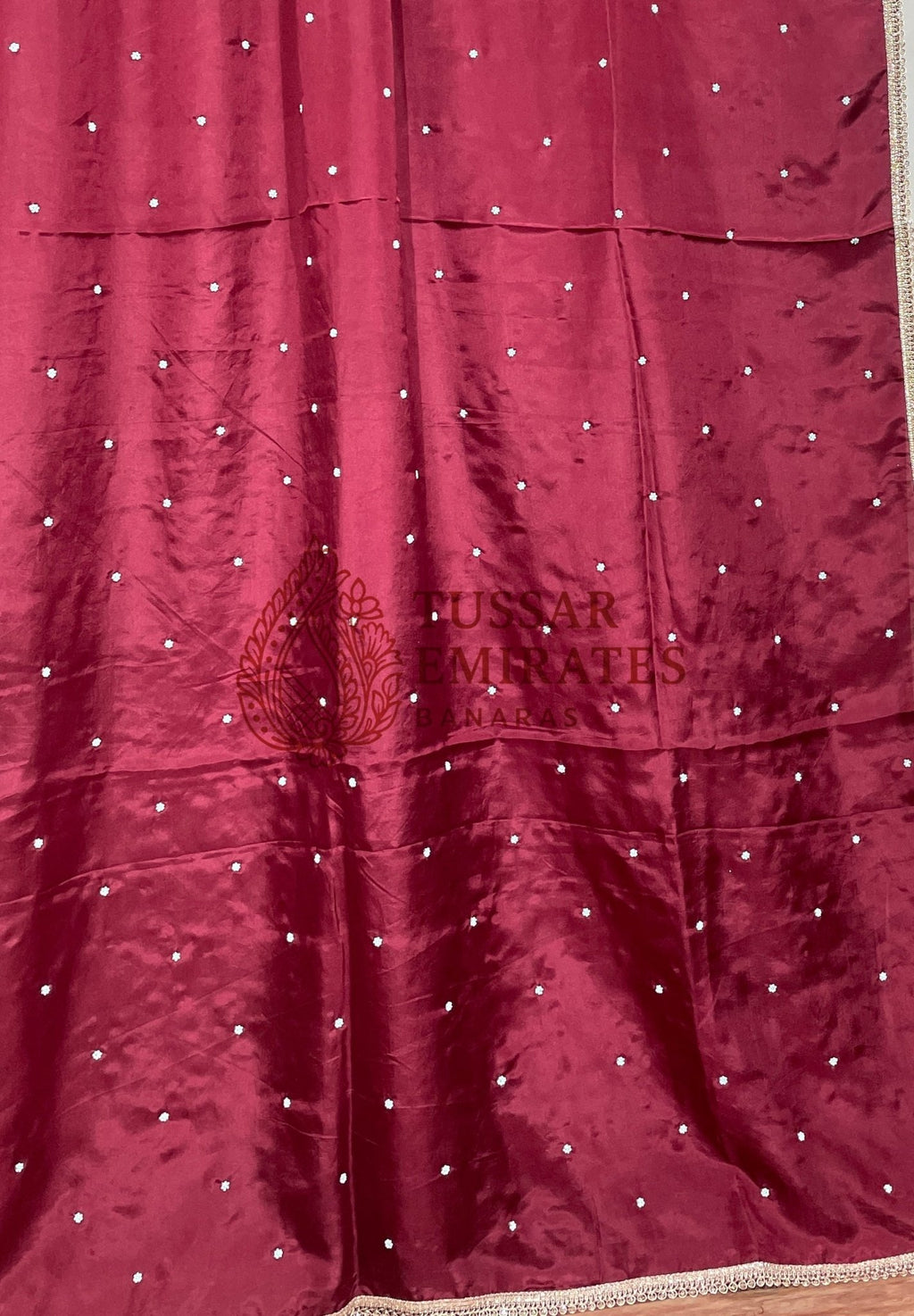 Pure Crepe Silk Handloom Banarasi Saree - handwork motifs - Tussar Emirates