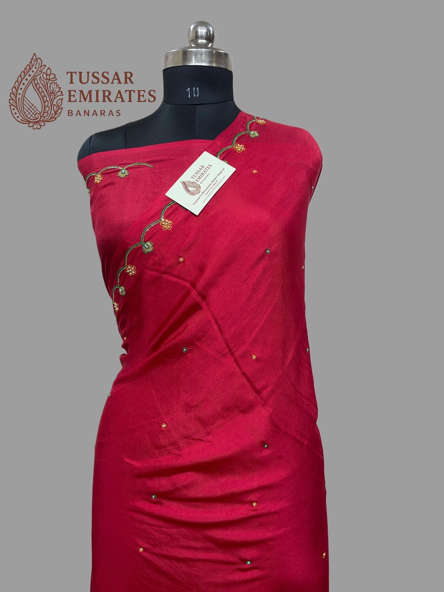 Pure Crepe Silk Handloom Banarasi Saree - handwork motifs - Tussar Emirates