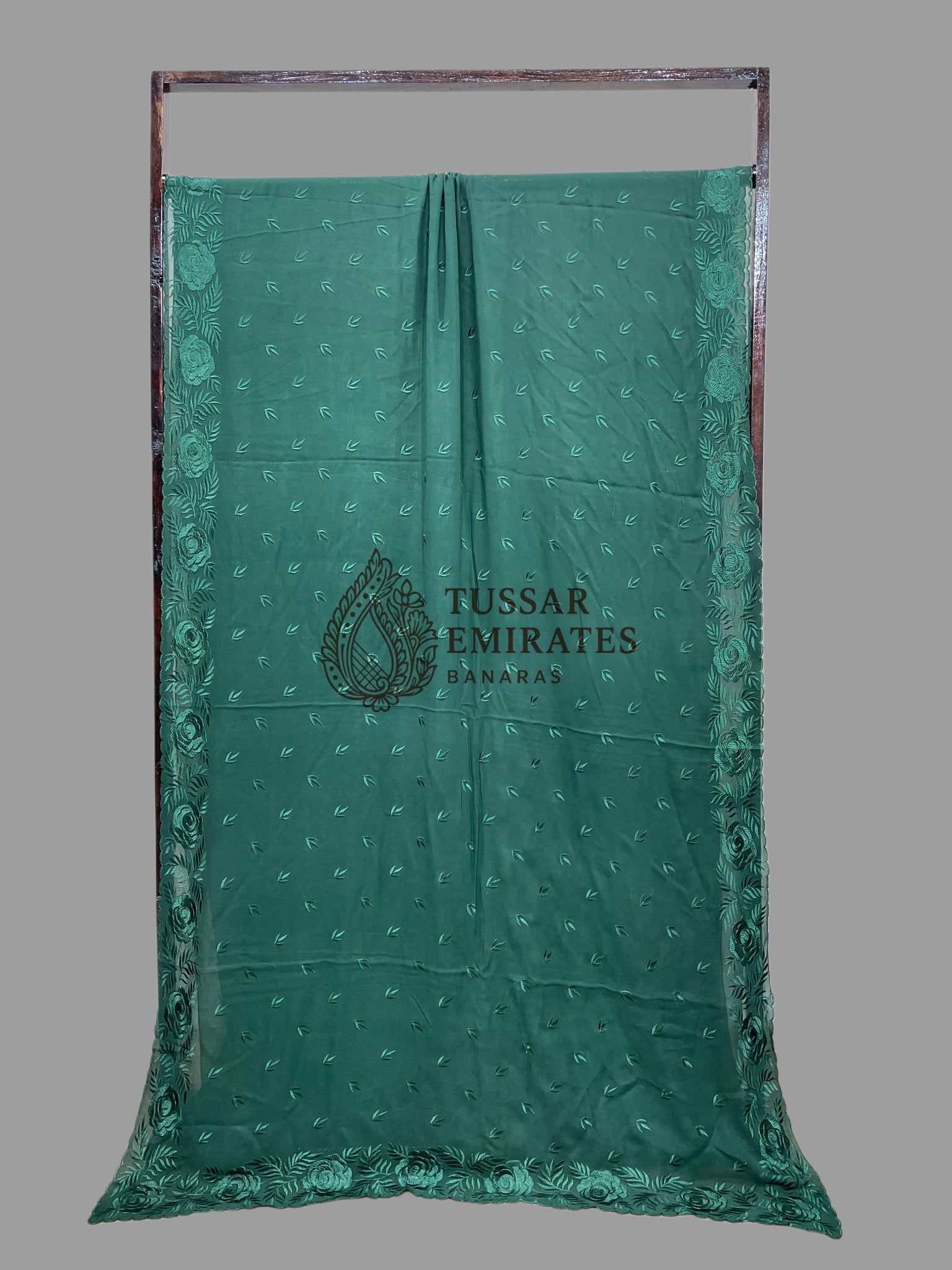 Pure Georgette Banarasi Saree - Chikankari all over - Tussar Emirates