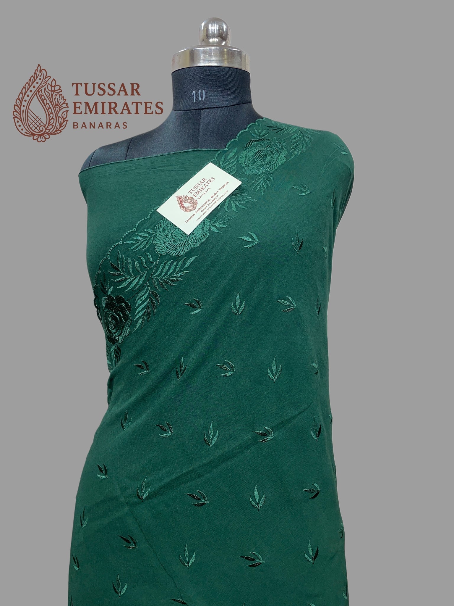 Pure Georgette Banarasi Saree - Chikankari all over - Tussar Emirates