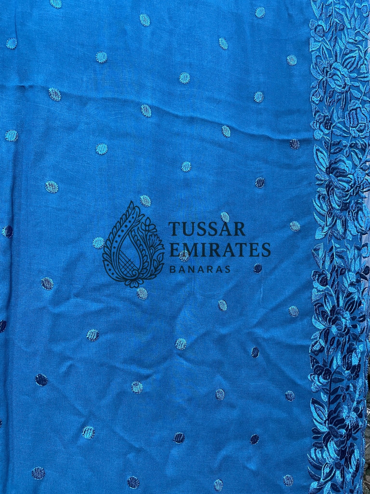 Pure Georgette Banarasi Saree - Chikankari all over - Tussar Emirates