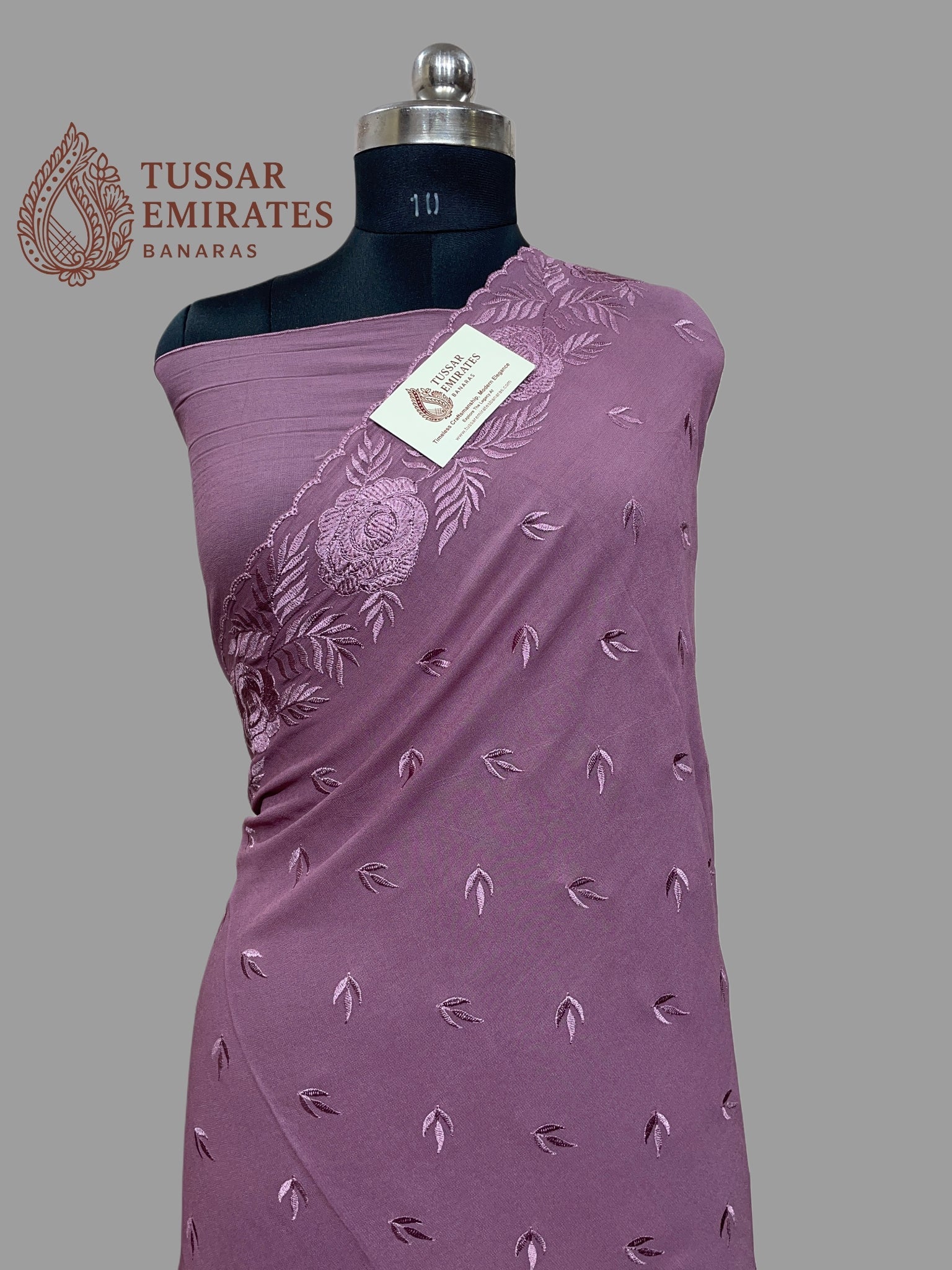 Pure Georgette Banarasi Saree - Chikankari all over - Tussar Emirates