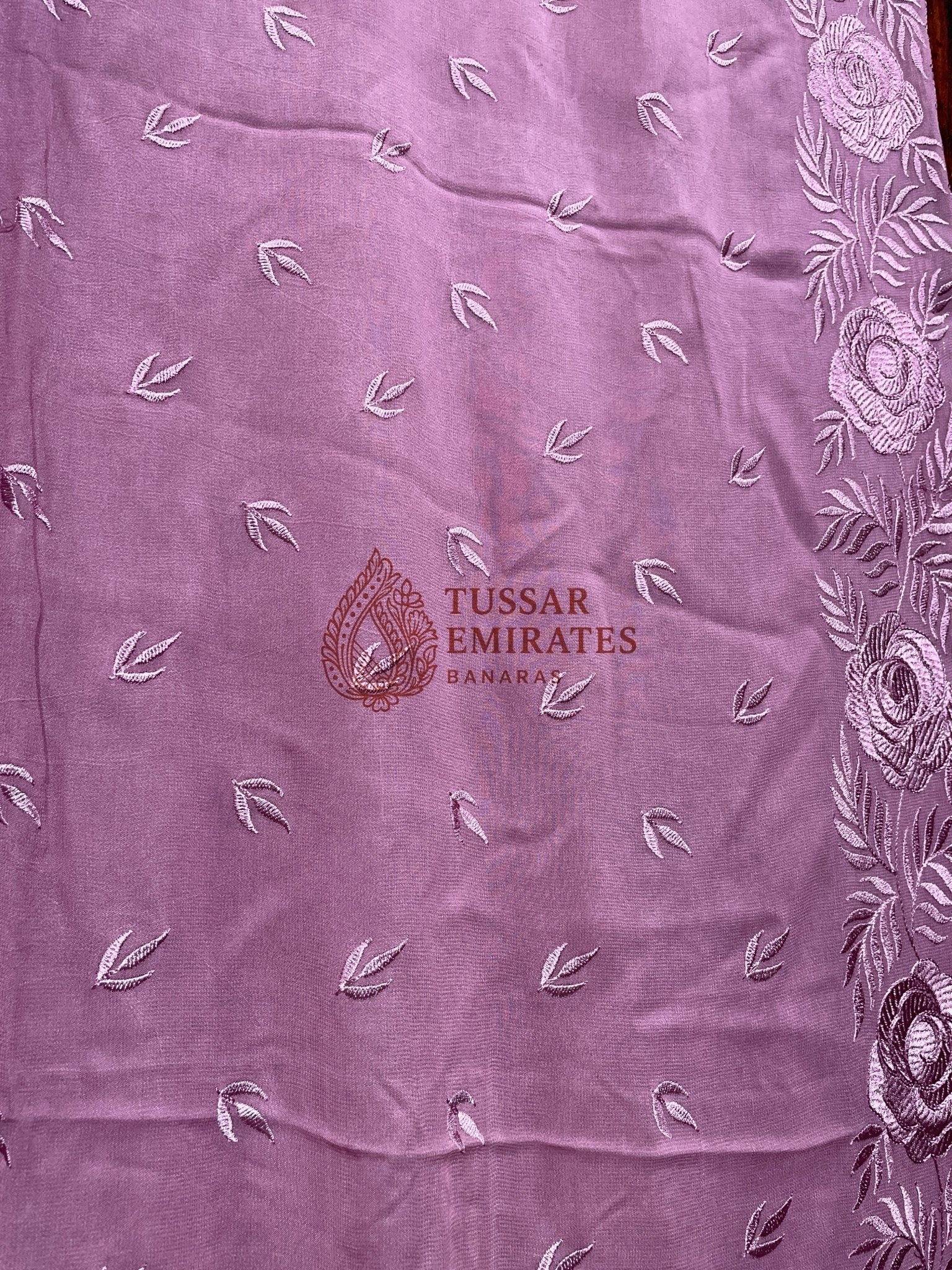 Pure Georgette Banarasi Saree - Chikankari all over - Tussar Emirates
