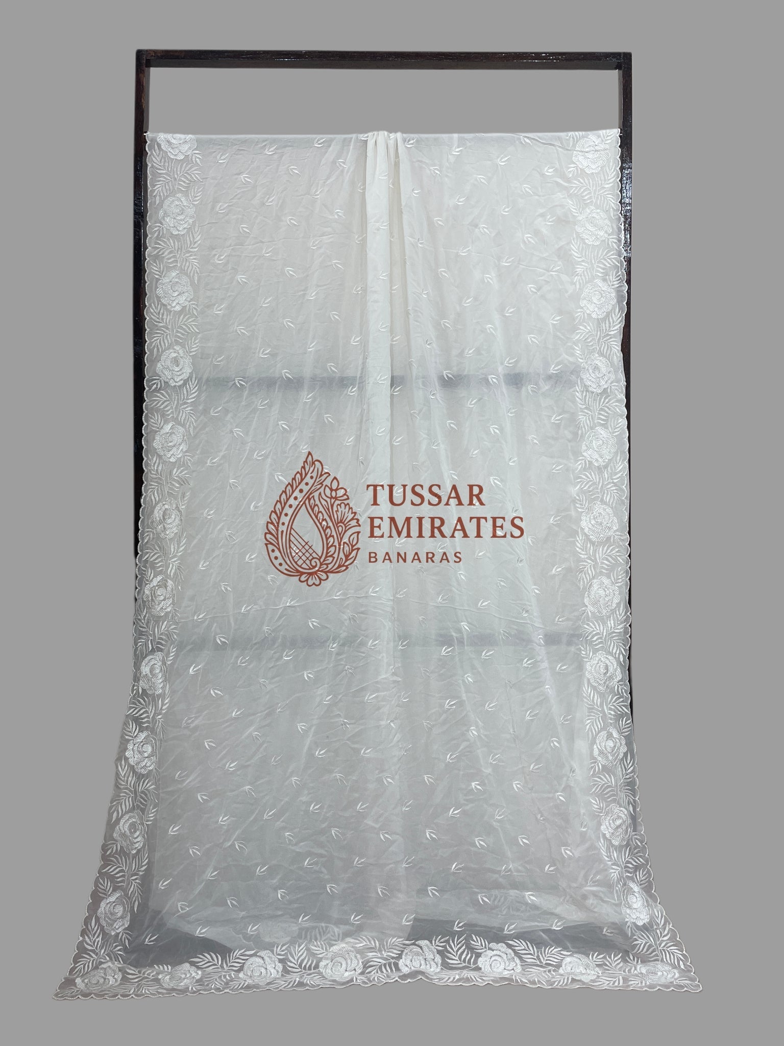 Pure Georgette Banarasi Saree - Chikankari all over - Tussar Emirates