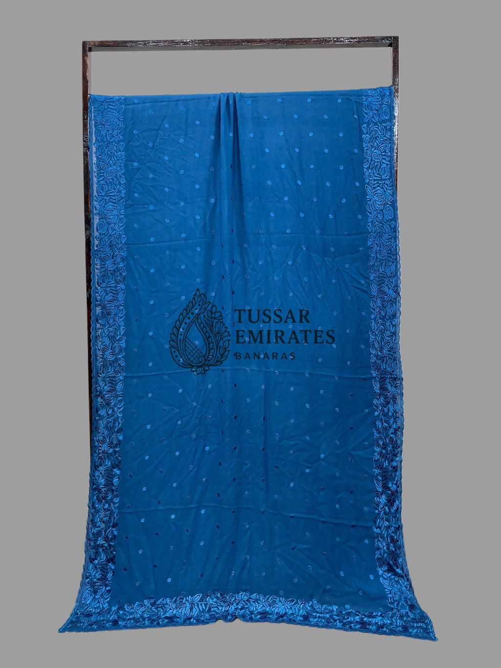 Pure Georgette Banarasi Saree - Chikankari all over - Tussar Emirates