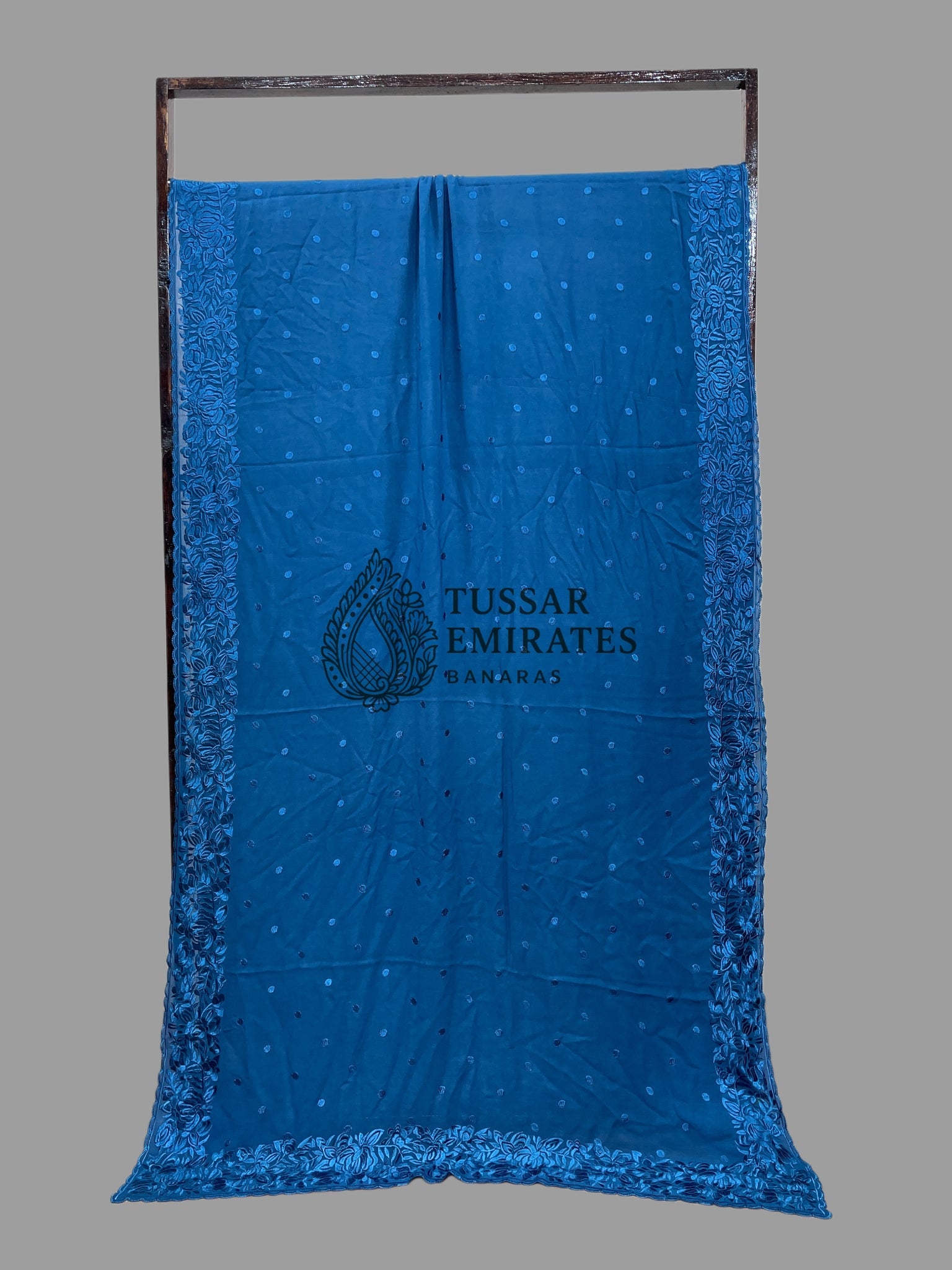 Pure Georgette Banarasi Saree - Chikankari all over - Tussar Emirates