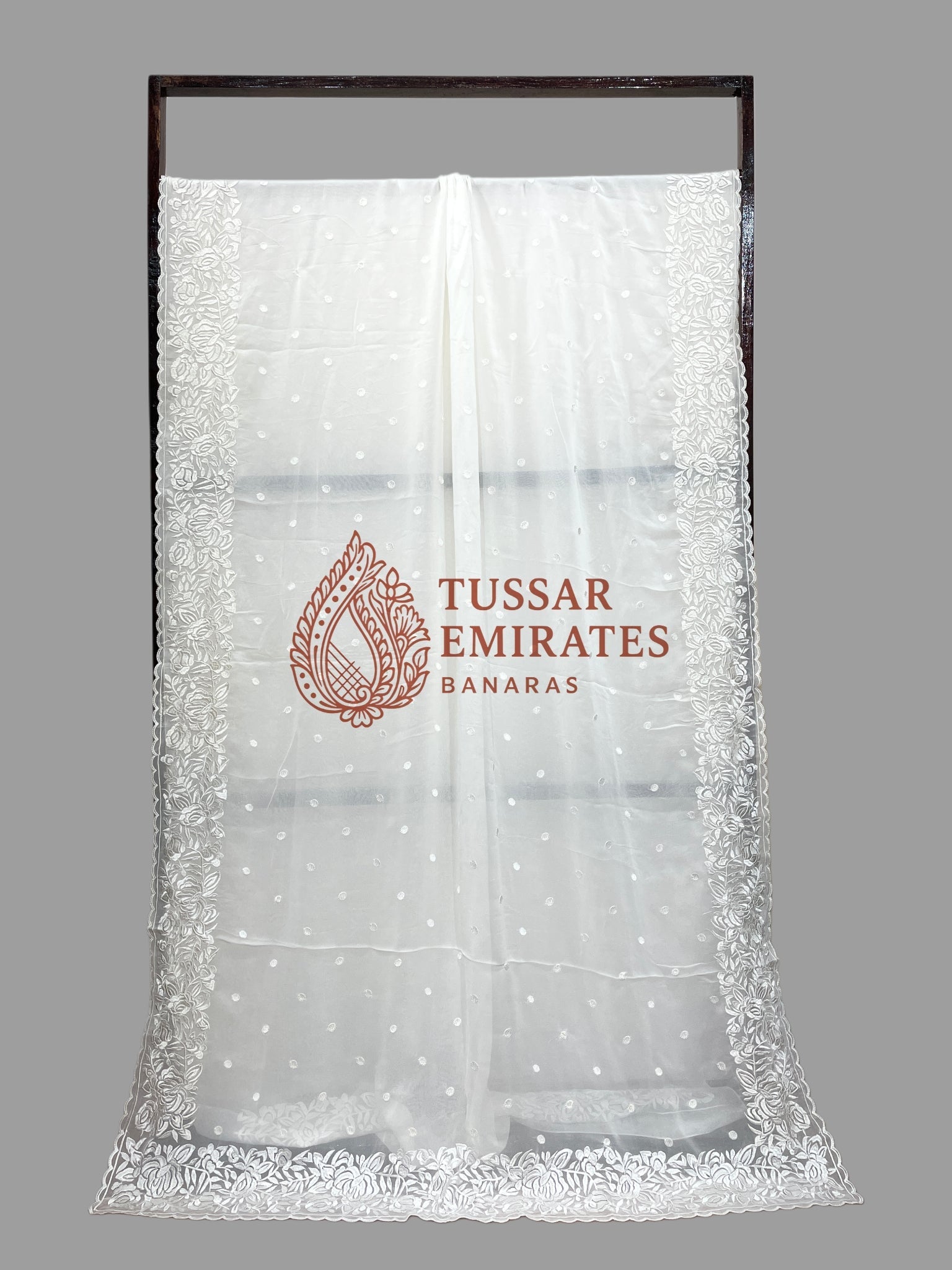 Pure Georgette Banarasi Saree - Chikankari all over - Tussar Emirates