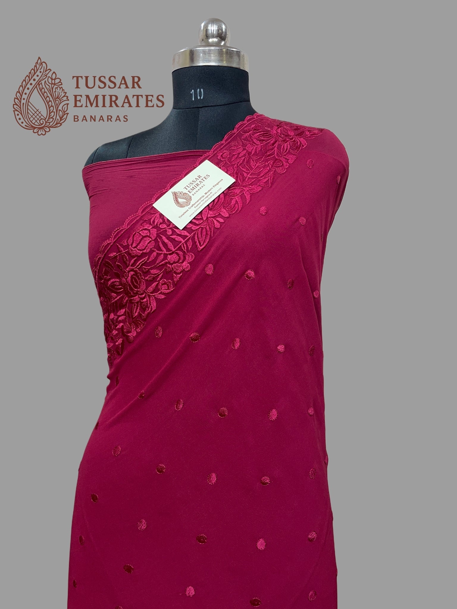 Pure Georgette Banarasi Saree - Chikankari all over - Tussar Emirates