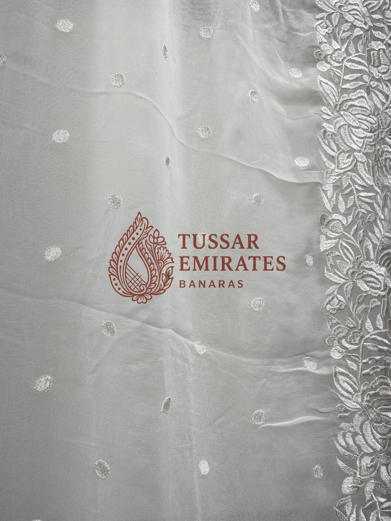 Pure Georgette Banarasi Saree - Chikankari all over - Tussar Emirates