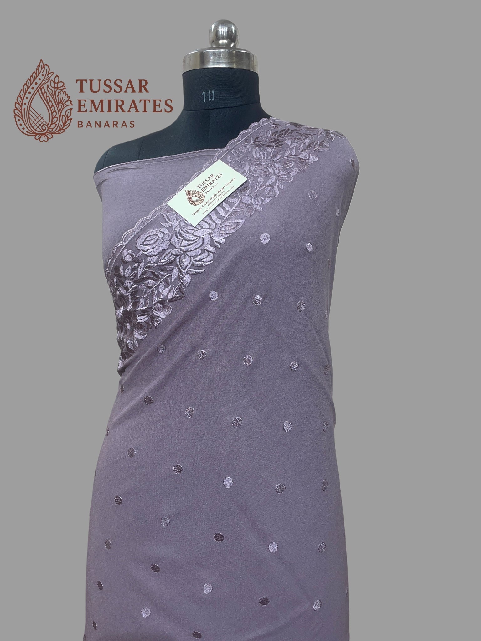 Pure Georgette Banarasi Saree - Chikankari all over - Tussar Emirates