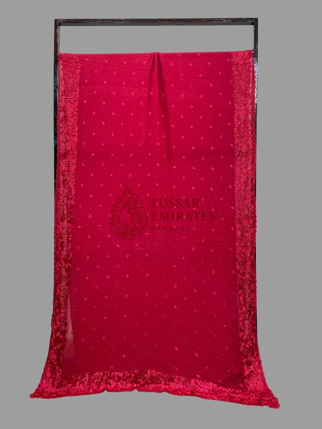 Pure Georgette Banarasi Saree - Chikankari all over - Tussar Emirates