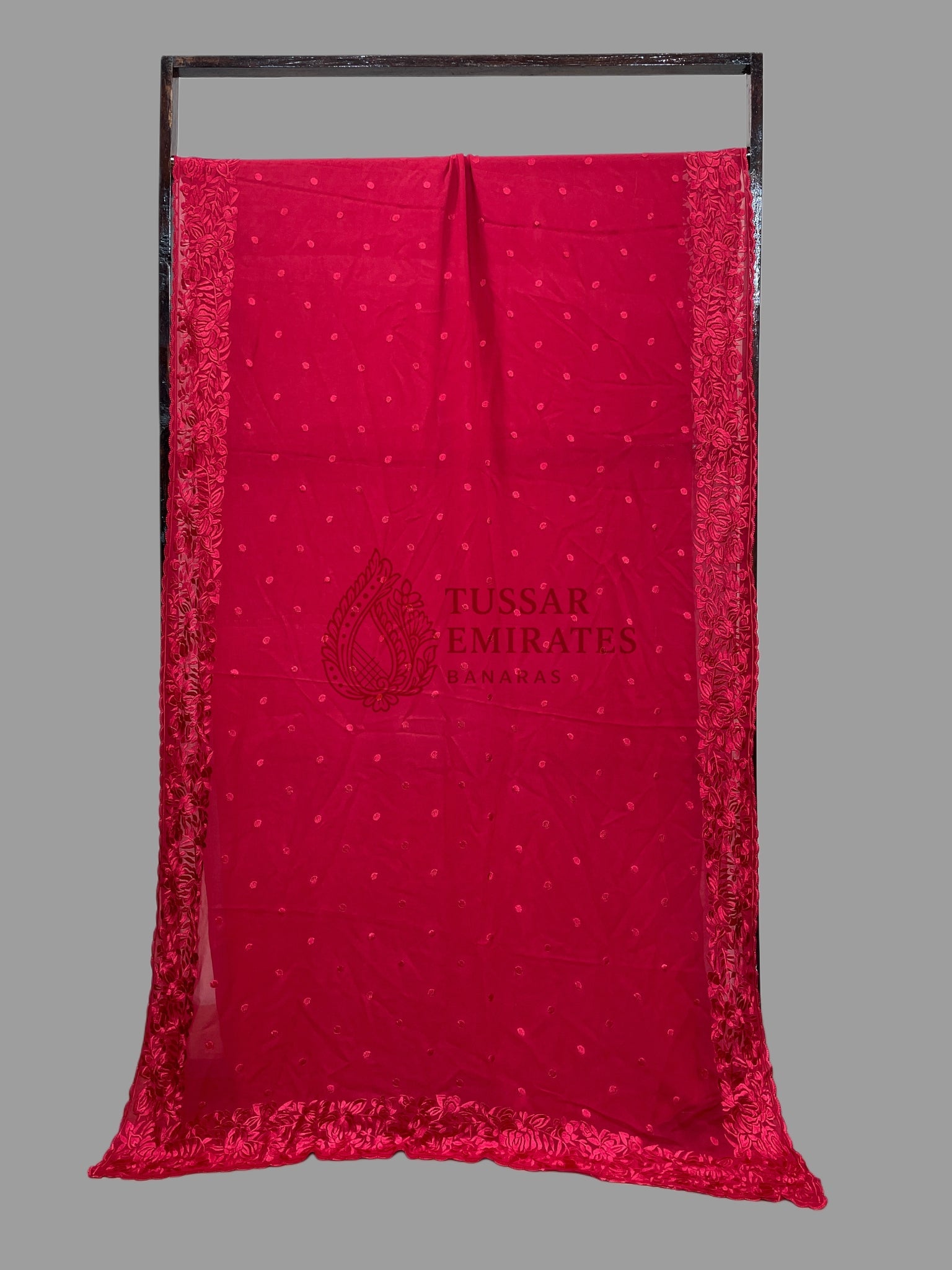 Pure Georgette Banarasi Saree - Chikankari all over - Tussar Emirates