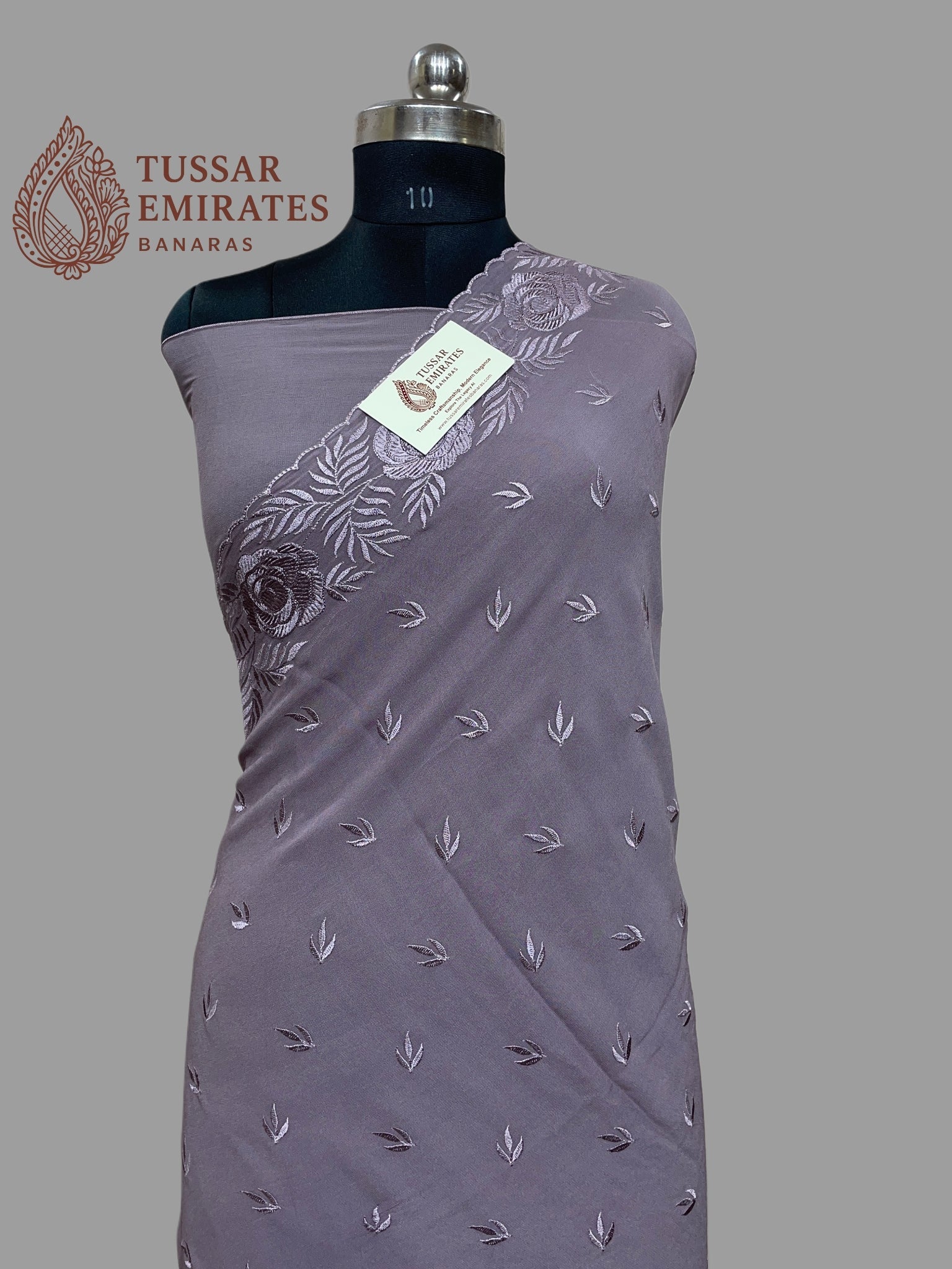 Pure Georgette Banarasi Saree - Chikankari all over - Tussar Emirates