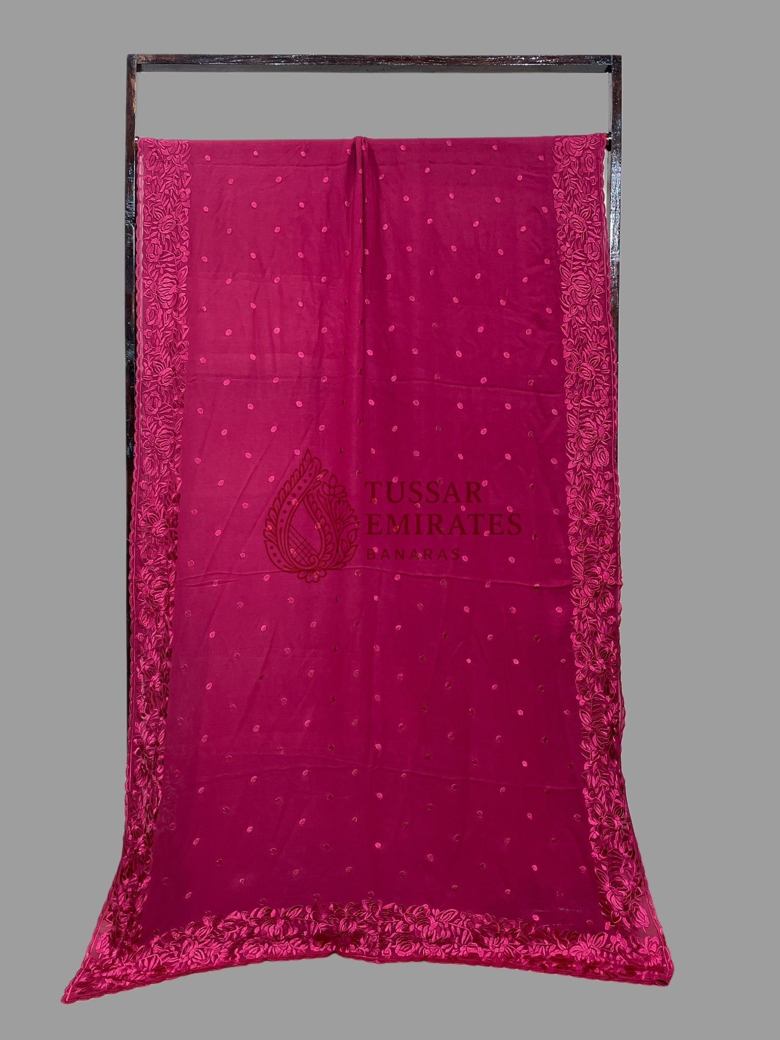 Pure Georgette Banarasi Saree - Chikankari all over - Tussar Emirates