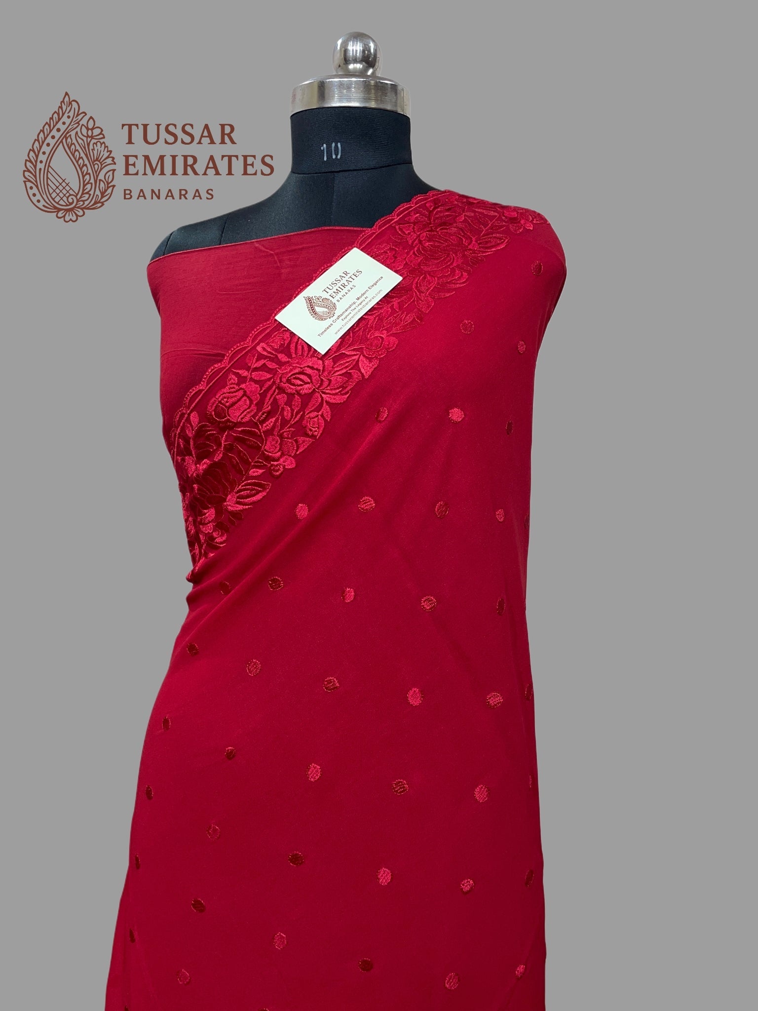 Pure Georgette Banarasi Saree - Chikankari all over - Tussar Emirates