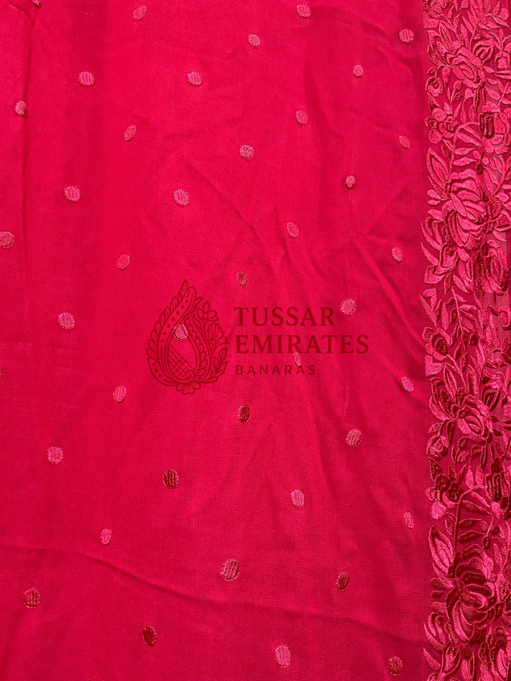 Pure Georgette Banarasi Saree - Chikankari all over - Tussar Emirates