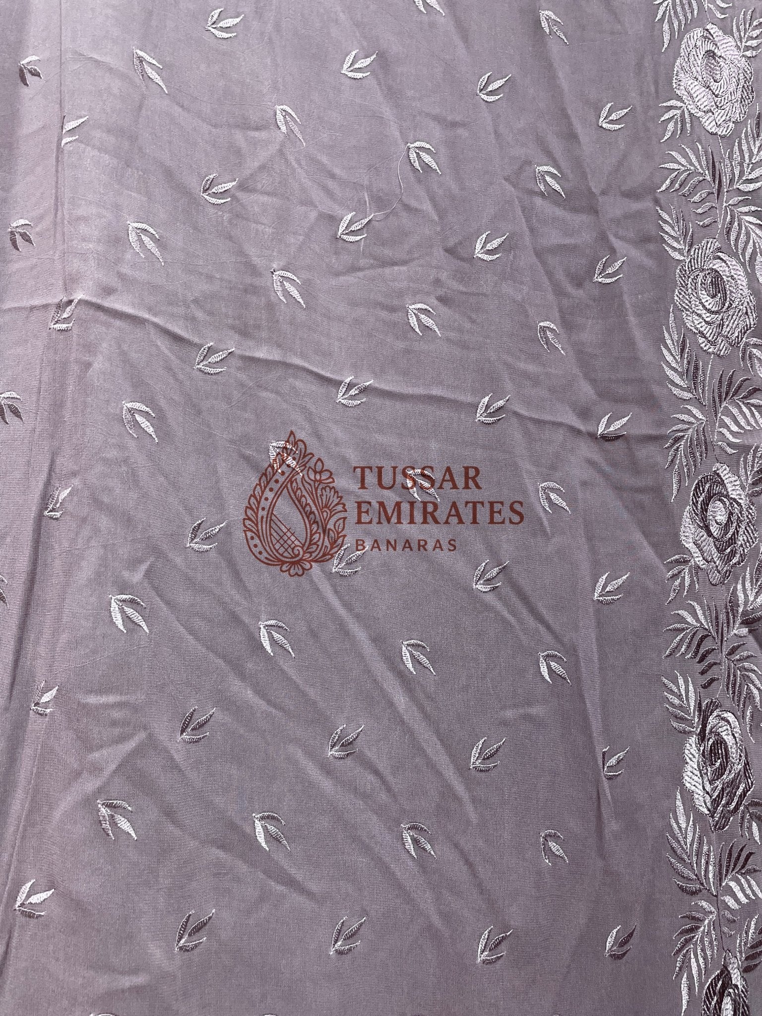 Pure Georgette Banarasi Saree - Chikankari all over - Tussar Emirates