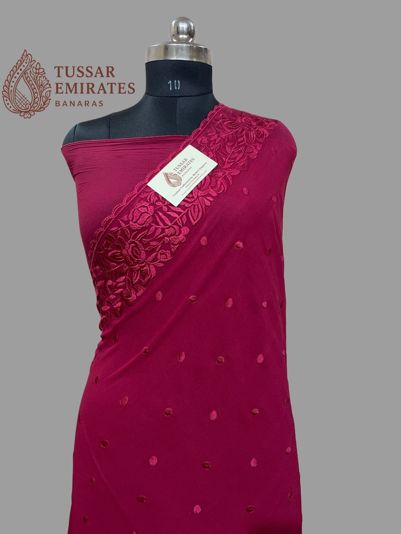 Pure Georgette Banarasi Saree - Chikankari all over - Tussar Emirates