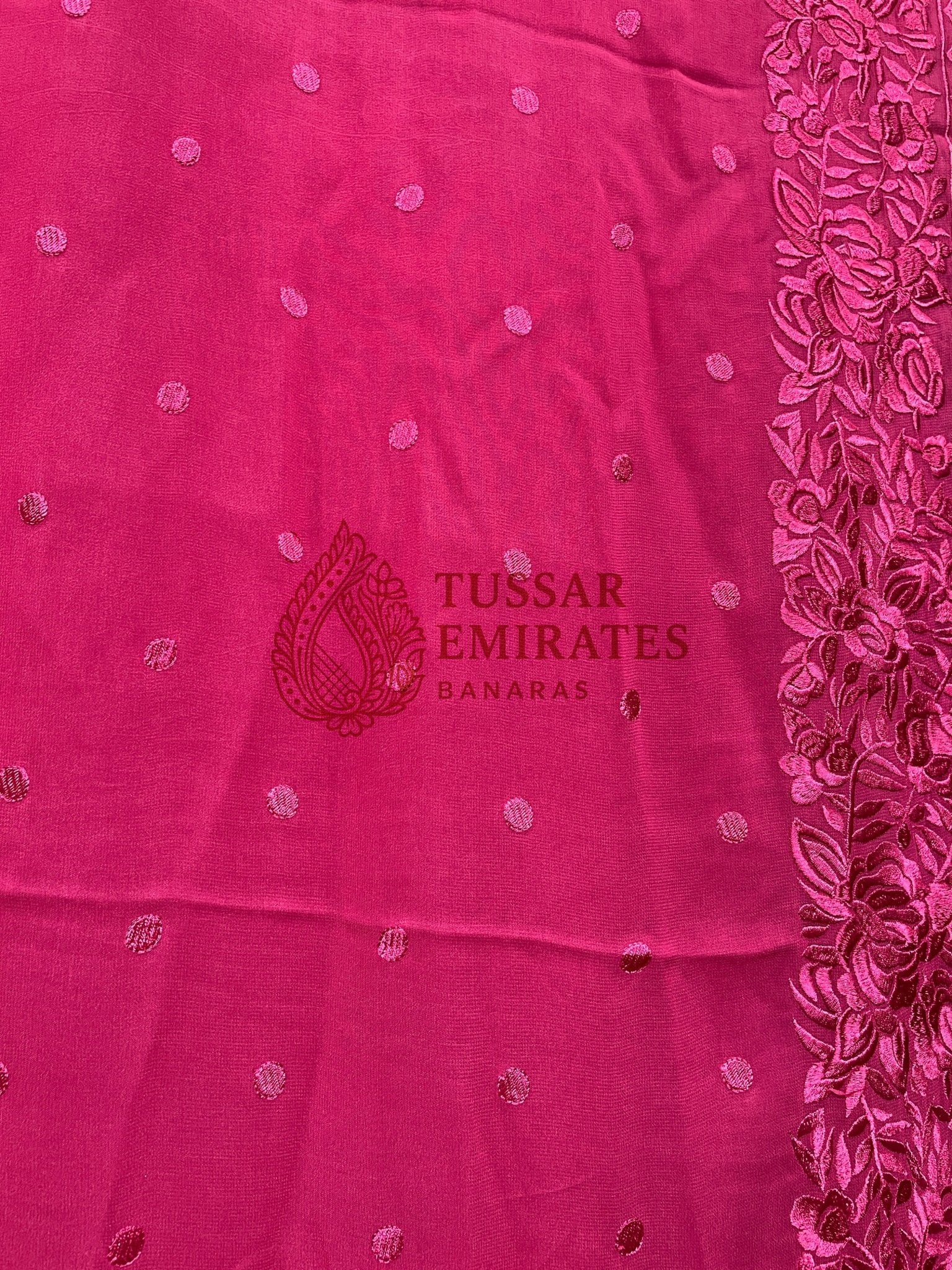 Pure Georgette Banarasi Saree - Chikankari all over - Tussar Emirates