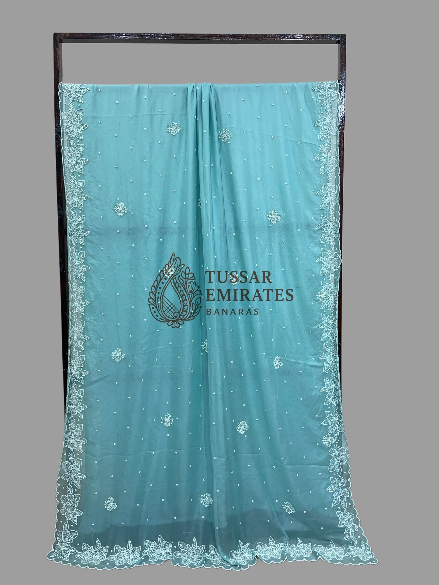 Pure Georgette Handloom Banarasi Saree - handwork motifs - Tussar Emirates