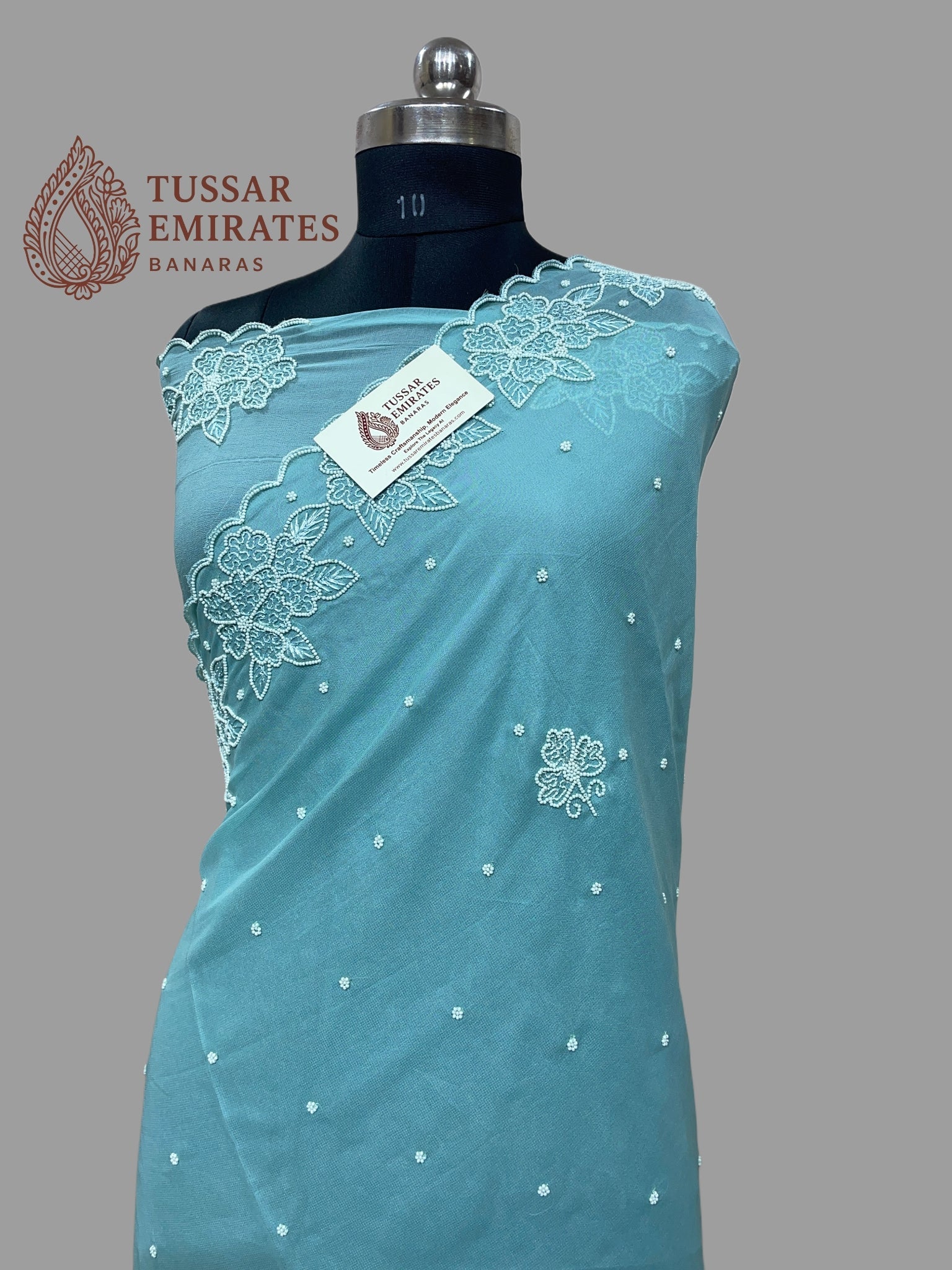 Pure Georgette Handloom Banarasi Saree - handwork motifs - Tussar Emirates