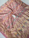 Pure Katan Silk Banarasi Jangla Saree with all - over jaal work, kadua border, and gold zari cutwork - Tussar Emirates