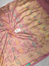 Pure Katan Silk Banarasi Jangla Saree with all - over jaal work, kadua border, and gold zari cutwork - Tussar Emirates
