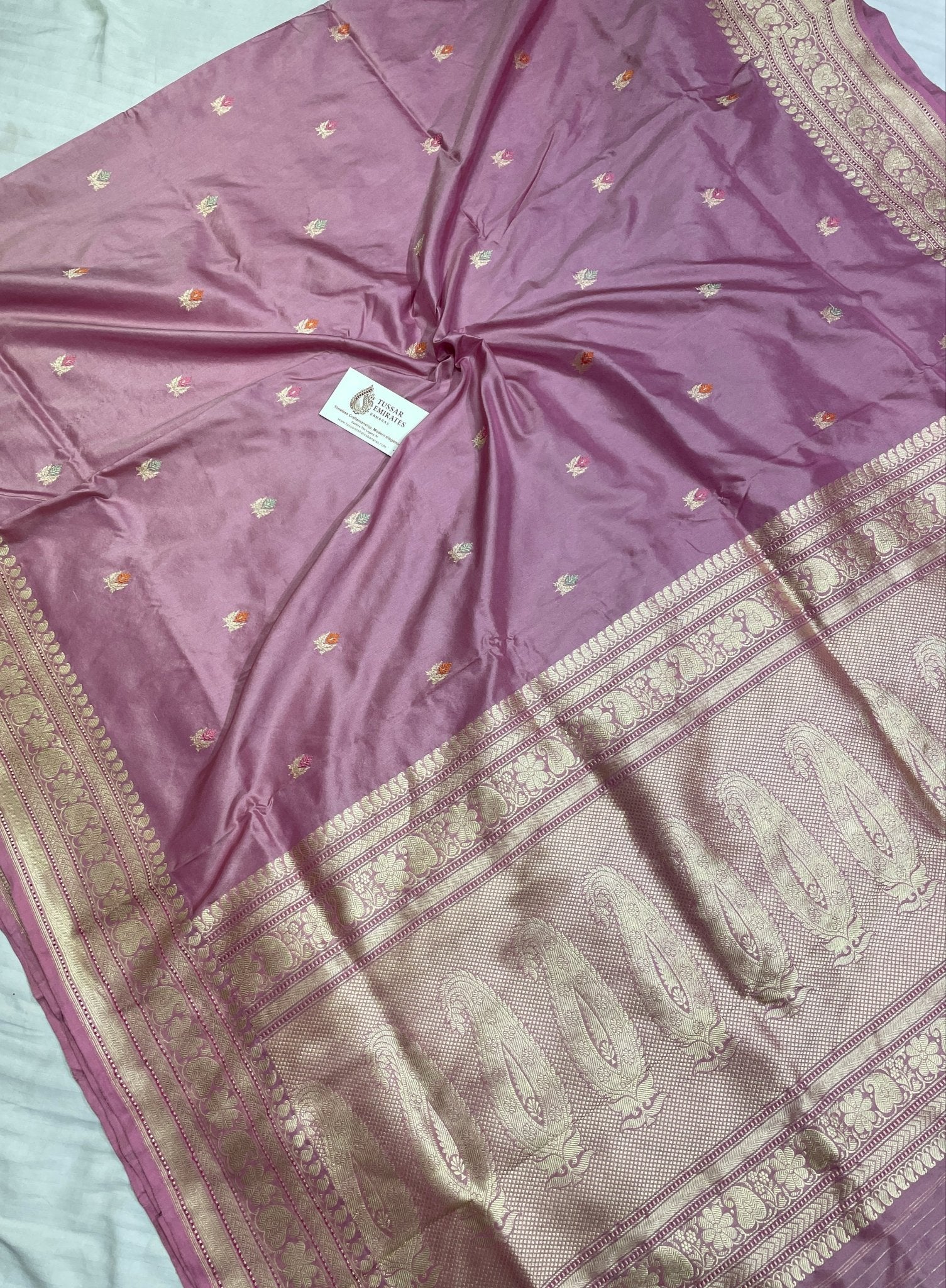 Pure Katan Silk Handloom Banarasi Saree - Jaal With Meenakari - Tussar Emirates