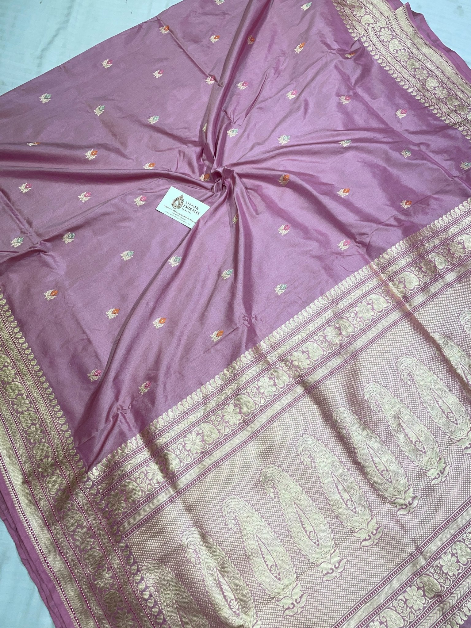 Pure Katan Silk Handloom Banarasi Saree - Jaal With Meenakari - Tussar Emirates