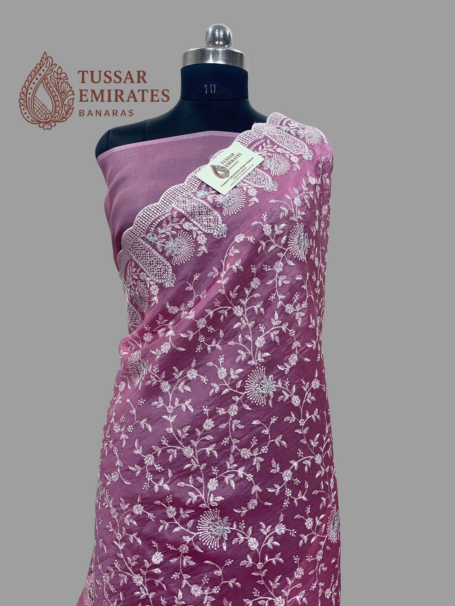 Pure Kora Organza Saree with Chikankari - All Over - Tussar Emirates