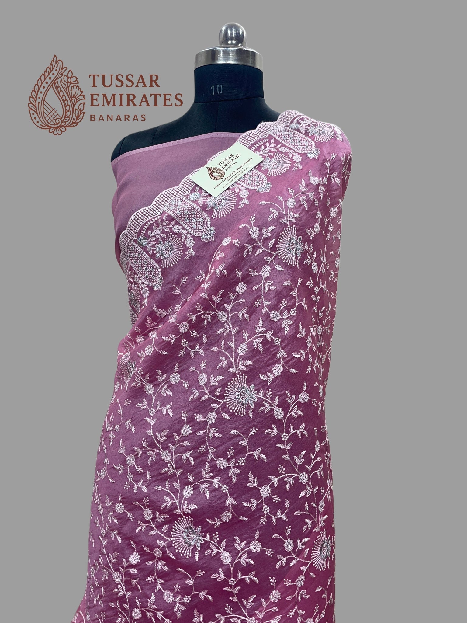 Pure Kora Organza Saree with Chikankari - All Over - Tussar Emirates