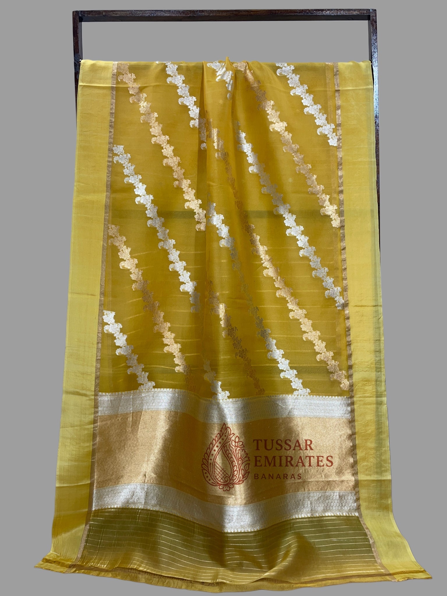 Pure Kora Silk Handloom Banarasi Saree - With Sona Roopa Jaal - Tussar Emirates