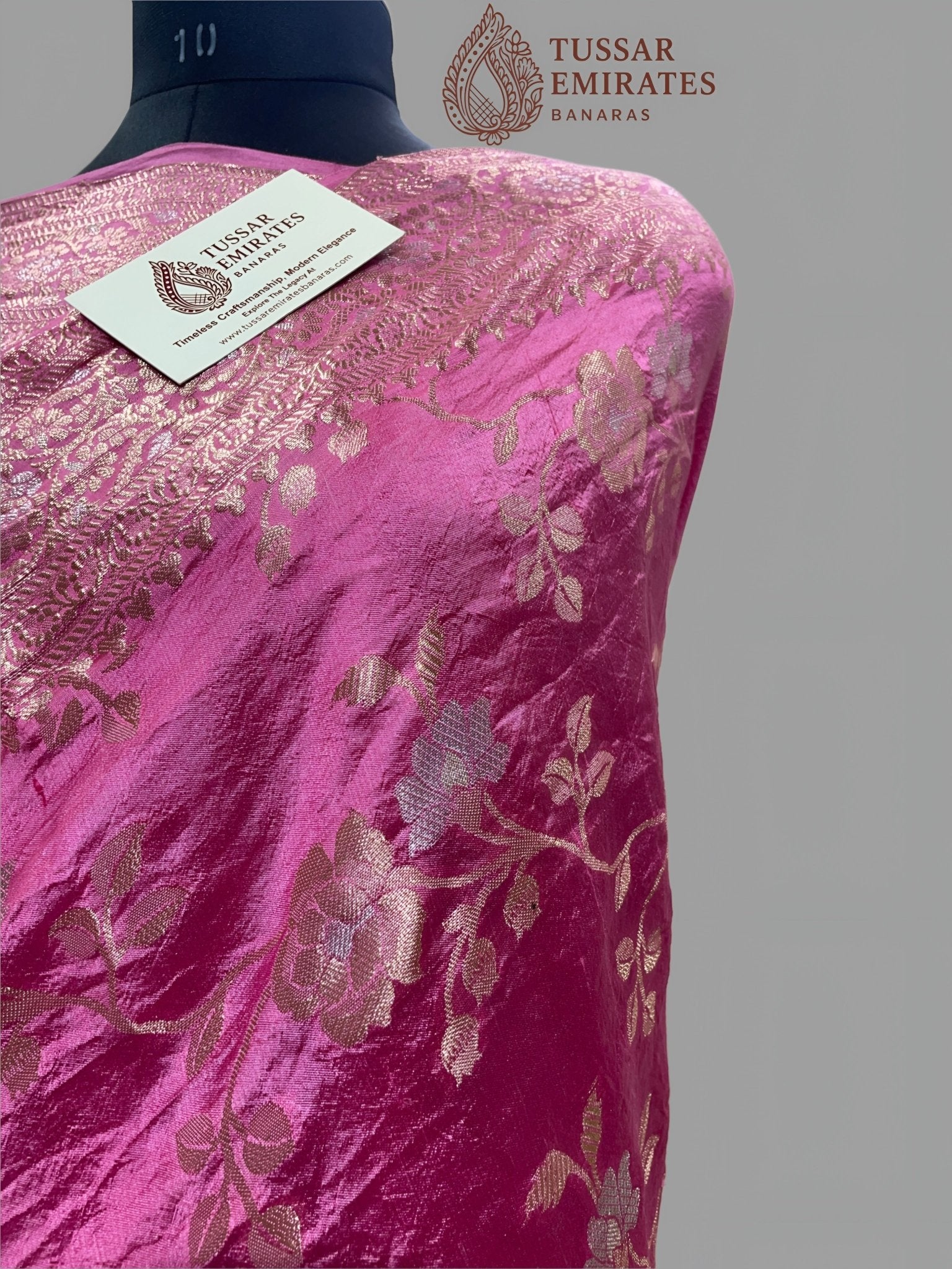 Pure Mango Silk Banarasi Saree - Tussar Emirates