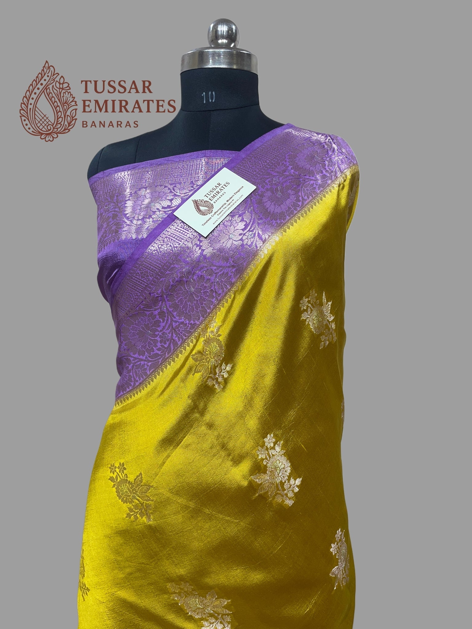 Pure Mango Silk Banarasi Saree - Tussar Emirates
