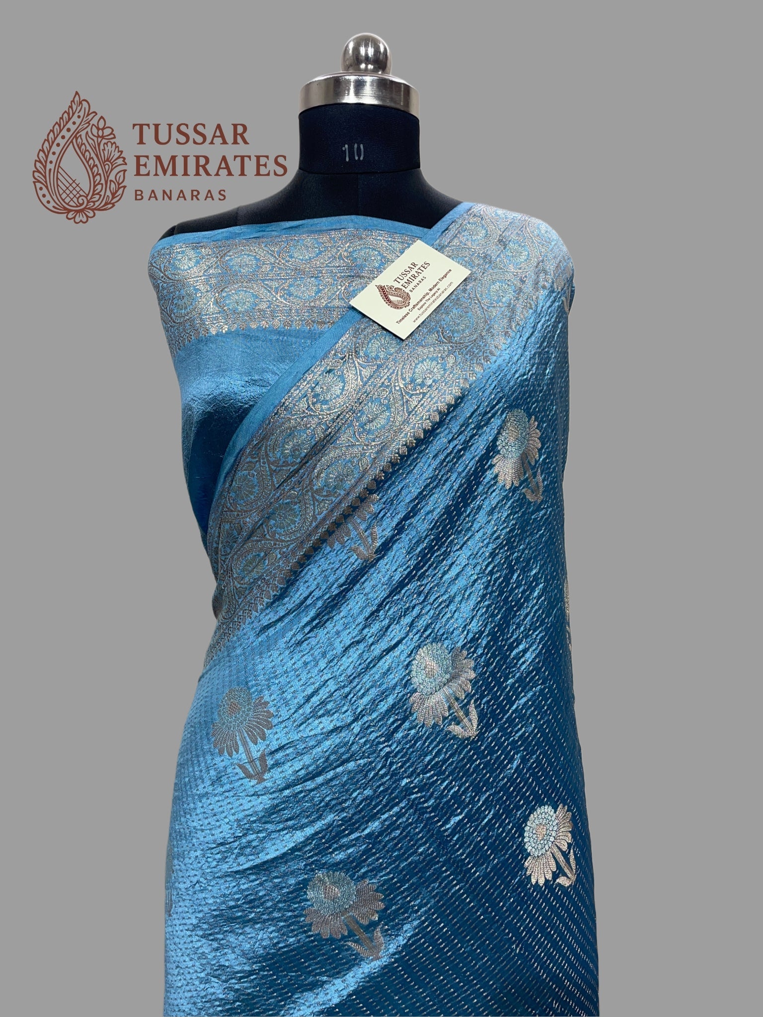 Pure Mango Silk Banarasi Saree - Tussar Emirates