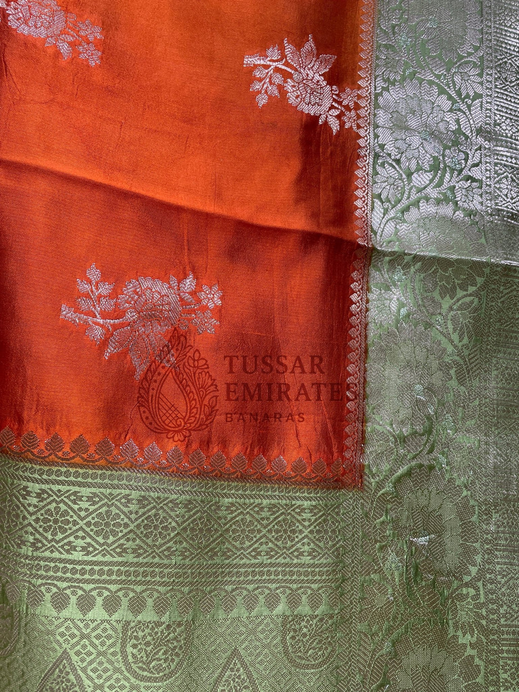 Pure Mango Silk Banarasi Saree - Tussar Emirates