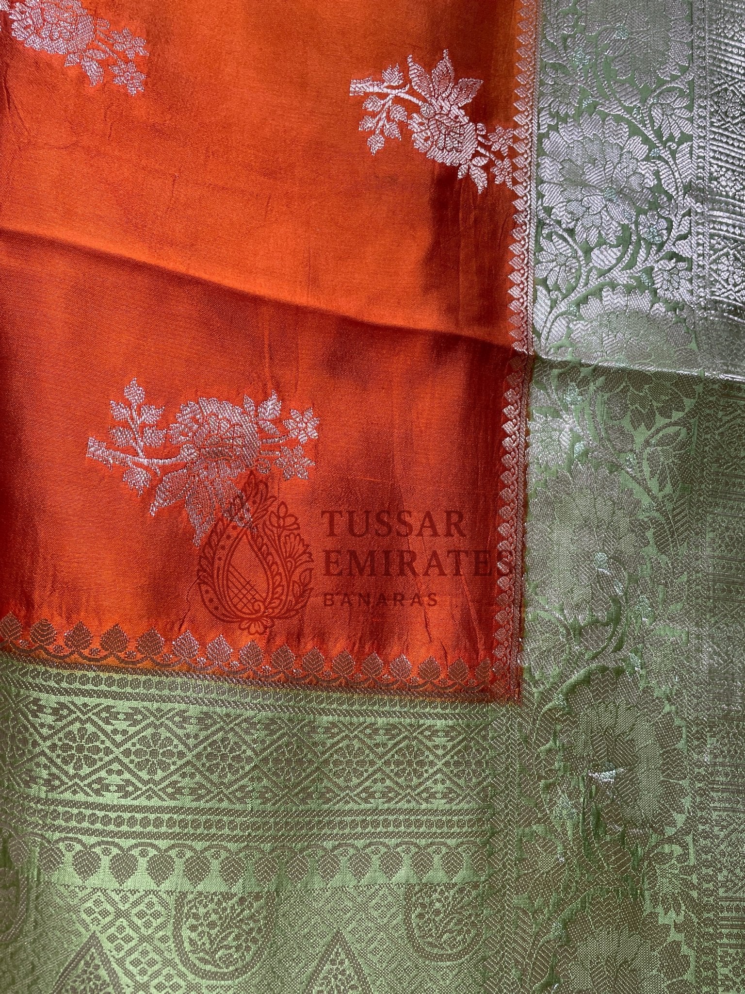 Pure Mango Silk Banarasi Saree - Tussar Emirates